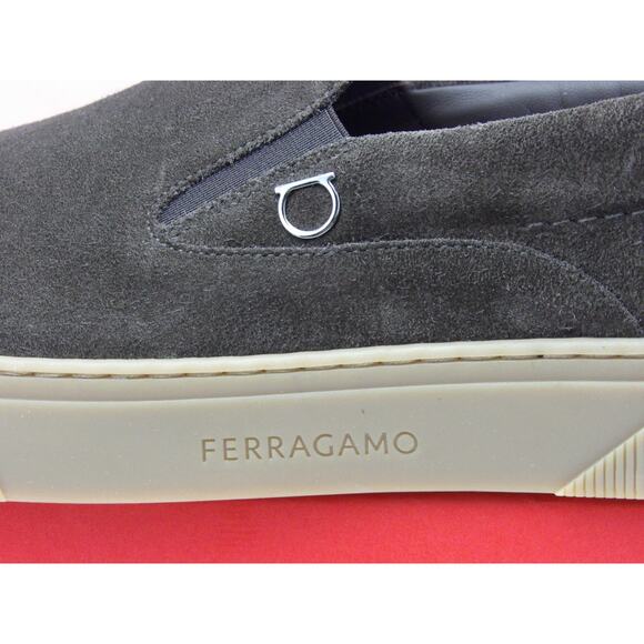 NIB FERRAGAMO CAMERON BROWN SUEDE GANCINI LOGO LOAFERS 13 ITALY main image 6